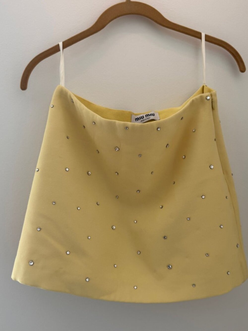 Miu Miu Yellow Embellished Mini Skirt